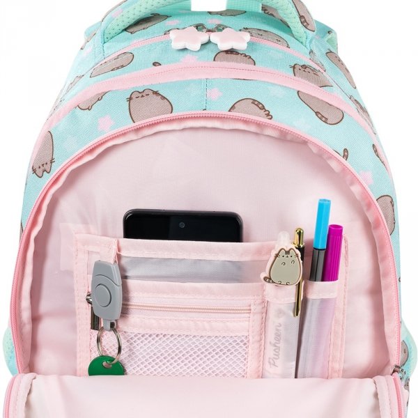 ZESTAW PLECAK 3 KOMOROWY PIÓRNIK WOREK NA OBUWIE PUSHEEN MINT