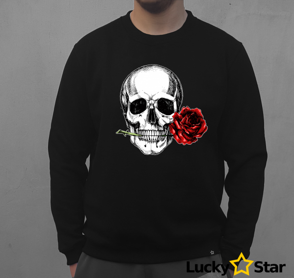 Bluza Męska Human skull with a rose