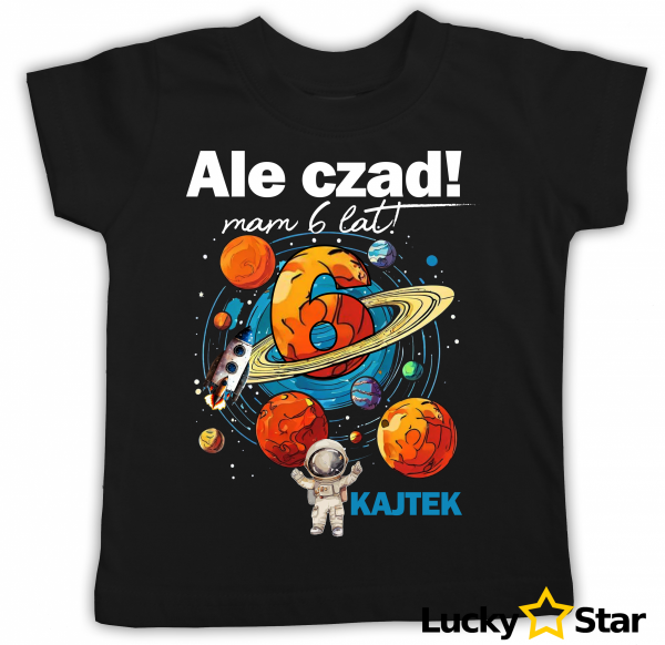 Koszulka dziecięca na urodziny KOSMOS Fani planet, gwiazd i statków kosmicznych