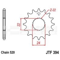 Zębatka przednia JT F394-14, 14Z, rozmiar 520 2200780 Aprilia RX 125 Zębatka przednia JT F394-14, 14Z, rozmiar 520 2200780 Aprilia RX 125