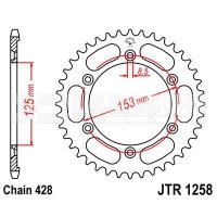 Zębatka tylna stalowa JT 1258-54, 54Z, rozmiar 428 2301935 Honda XR 125 Zębatka tylna stalowa JT 1258-54, 54Z, rozmiar 428 2301935 Honda XR 125