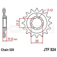 Zębatka przednia JT F824-13, 13Z, rozmiar 520 2201617 Husqvarna TE 310 Zębatka przednia JT F824-13, 13Z, rozmiar 520 2201617 Husqvarna TE 310