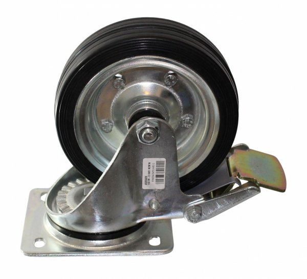 KOŁO METAL GUMA FI 160 MM SKRĘTNE Z HAMULCEM 45NWH