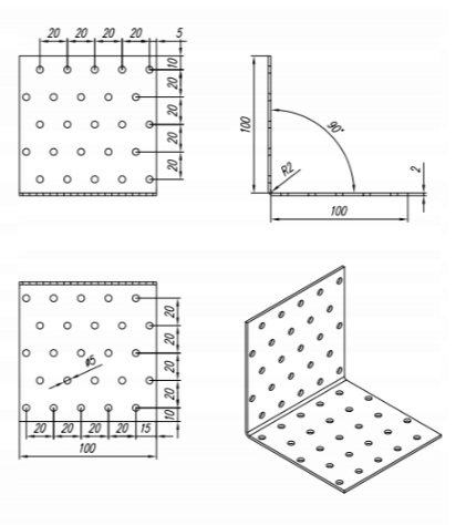 KĄTOWNIK MONTAŻOWY 100 X 100 X 100 OP.20 SZT