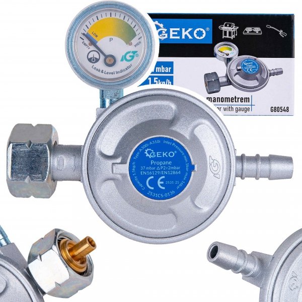 REDUKTOR GAZOWY Z MANOMETREM 37MBAR 1.5KG/H