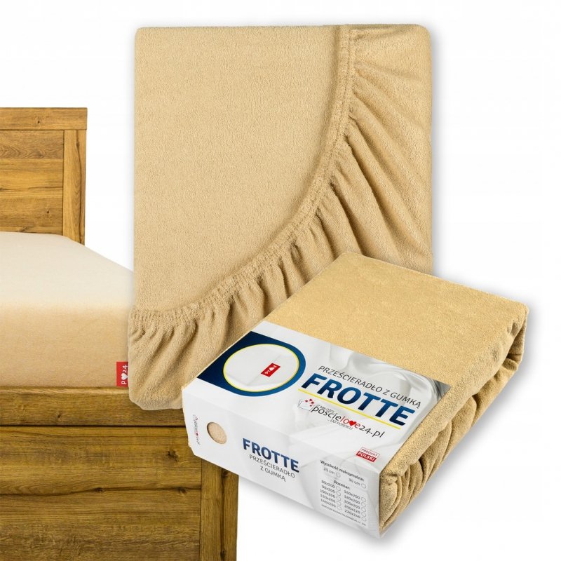 Prześcieradło Frotte z Gumką 100x200 Gruba Bawełna 200g Bok 30 cm beżowy