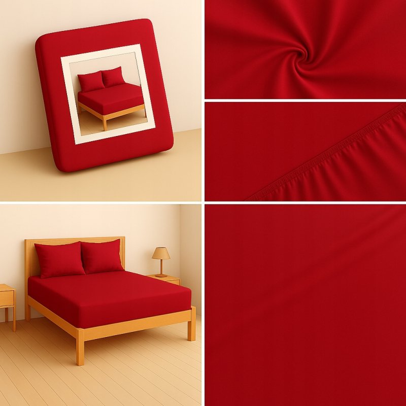 PRZEŚCIERADŁO Z GUMKĄ 80x200 CZERWONY MATERAC ZAKŁADKA DO 25 CM