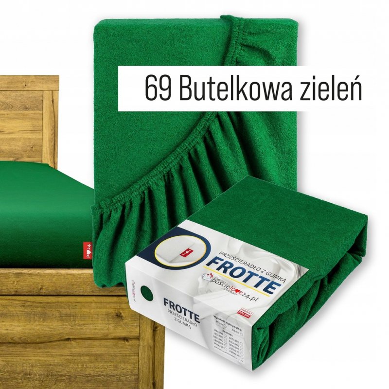 Prześcieradło Frotte z Gumką 200x220 Gruba Bawełna Bok 30 butelkowa zieleń