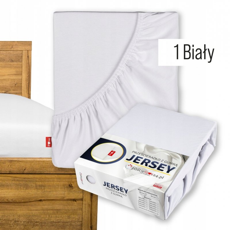 Prześcieradło Jersey z Gumką 200x200 Gruba Bawełna Czesana Bok 30 cm biały