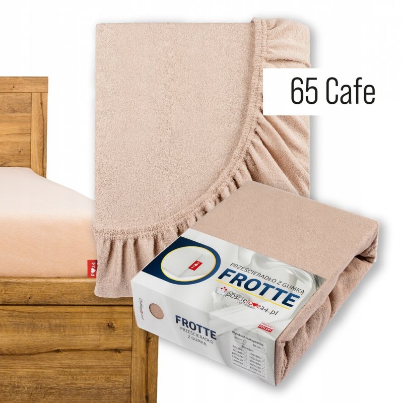 Prześcieradło Frotte z Gumką 100x200 Gruba Bawełna 200g Bok 30 cm cafe