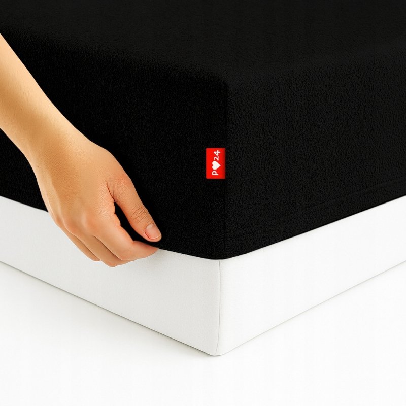 Prześcieradło Frotte z Gumką 160X200 Gruba Bawełna 200g Bok 30 cm czarny