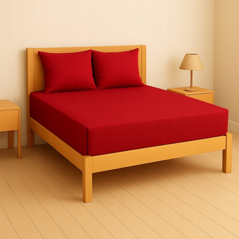 PRZEŚCIERADŁO Z GUMKĄ 140x200 CZERWONY MATERAC ZAKŁADKA DO 25 CM