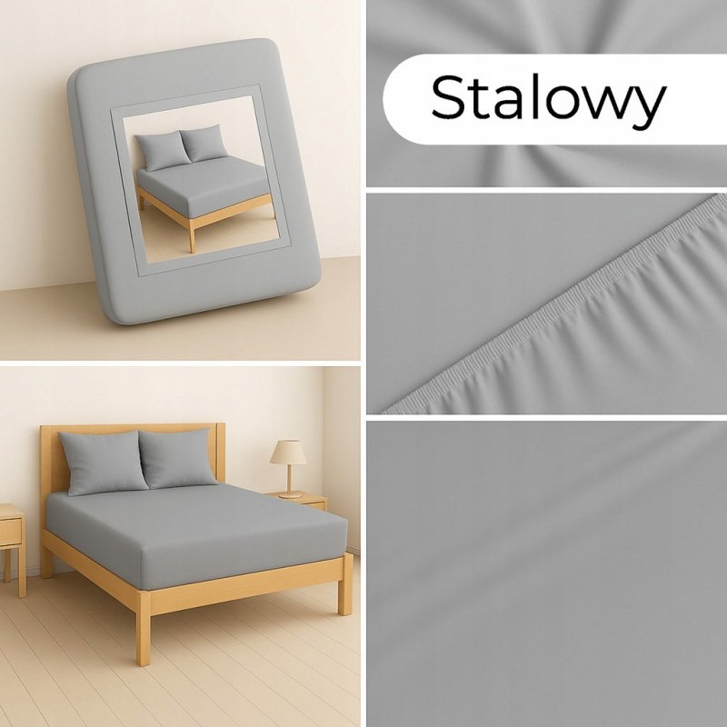 PRZEŚCIERADŁO Z GUMKĄ 140x200 STALOWY MATERAC ZAKŁADKA DO 25 CM
