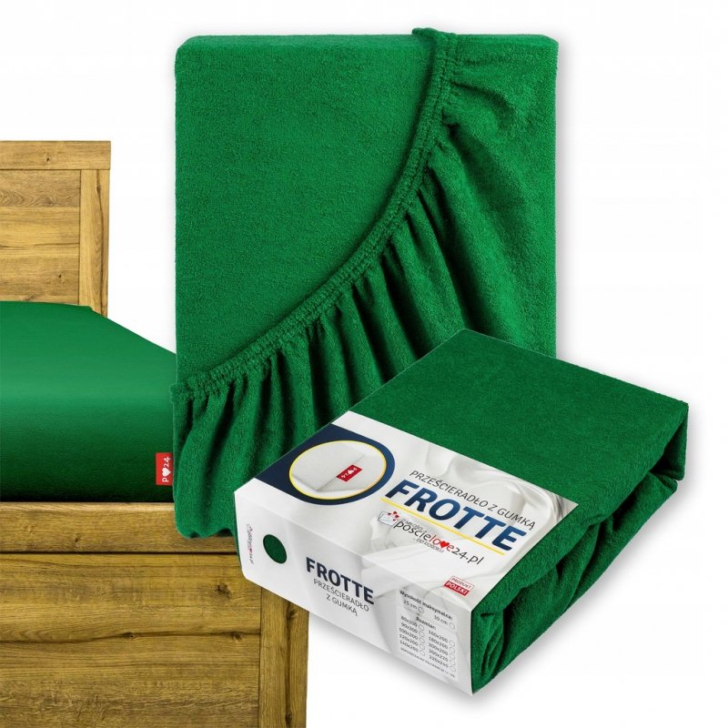 Prześcieradło Frotte z Gumką 140X200 Gruba Bawełna Bok 30 butelkowa zieleń