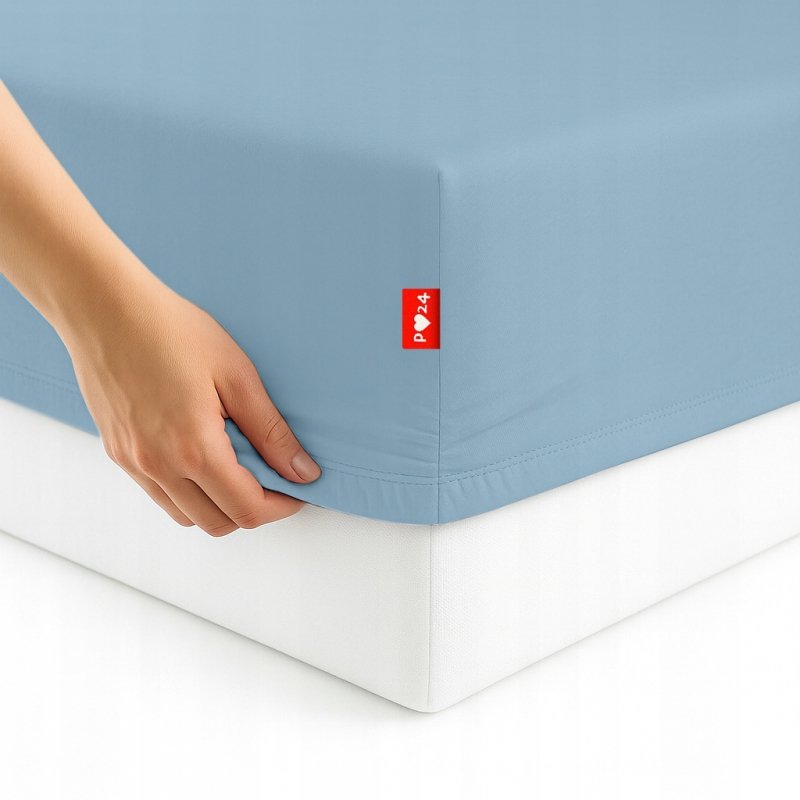 Prześcieradło Jersey z Gumką 160x200 Gruba Bawełna Bok 30 cm błękitny