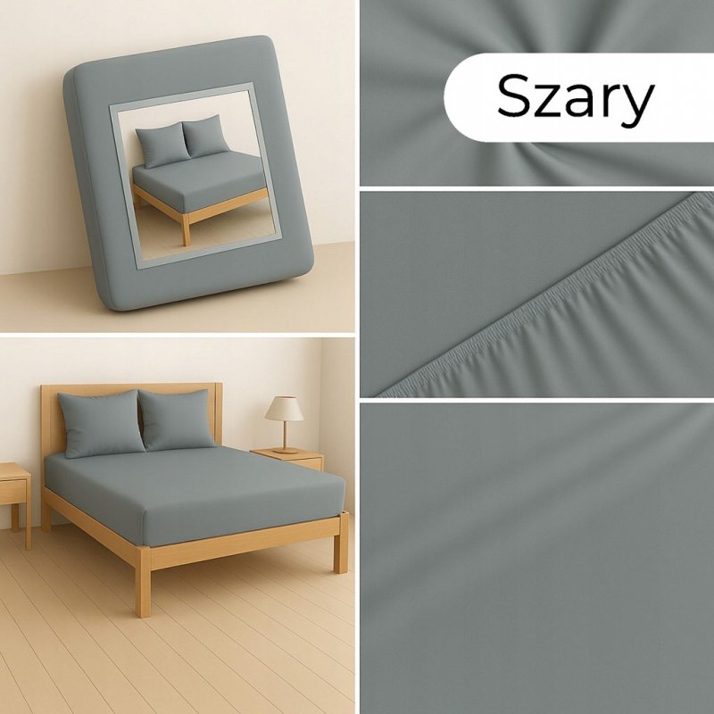 PRZEŚCIERADŁO Z GUMKĄ 80x200 SZARY MATERAC ZAKŁADKA DO 25 CM