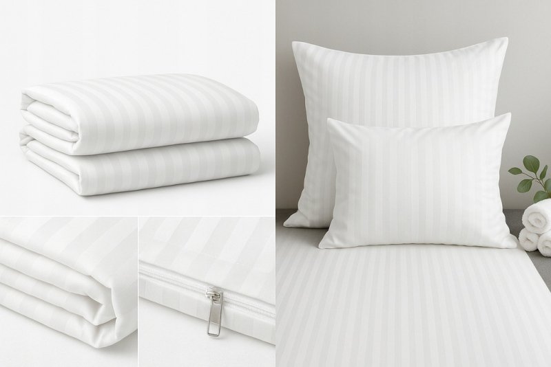 POŚCIEL 200x220 HOTELOWA 100% GRUBA BAWEŁNA SATYNOWA ADAMASZEK BIAŁY