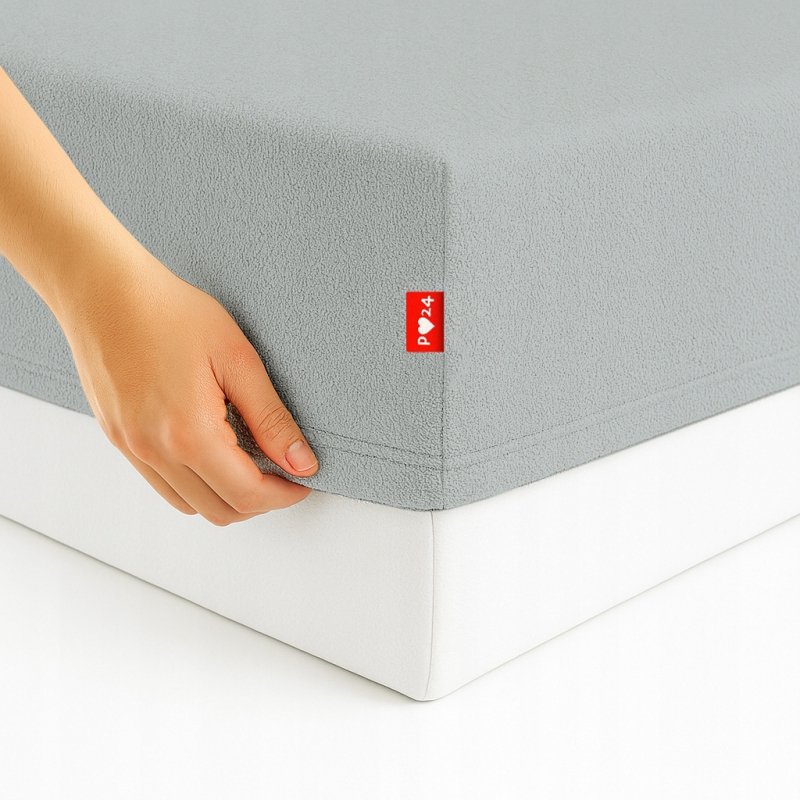 Prześcieradło Frotte z Gumką 80x200 Gruba Bawełna 200g Bok 30 cm popielaty