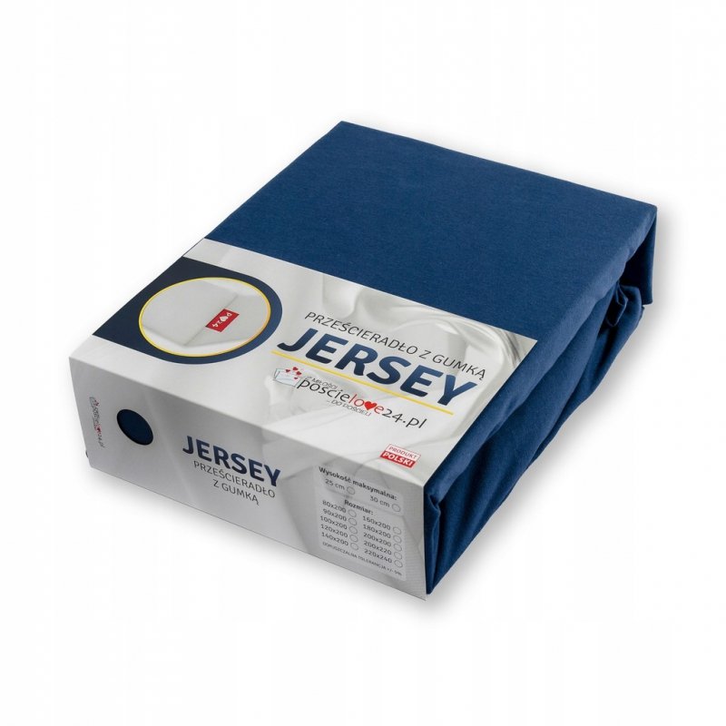 Prześcieradło Jersey z Gumką 90x200 Gruba Bawełna Bok 30 cm granatowy