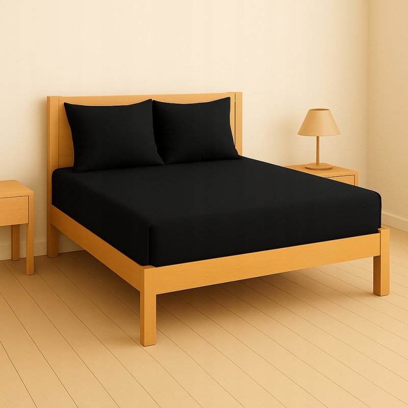 PRZEŚCIERADŁO Z GUMKĄ 200x220 CZARNY MATERAC ZAKŁADKA DO 25 CM