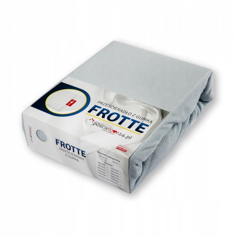 Prześcieradło Frotte z Gumką 160X200 Gruba Bawełna 200g Bok 30 cm popielaty