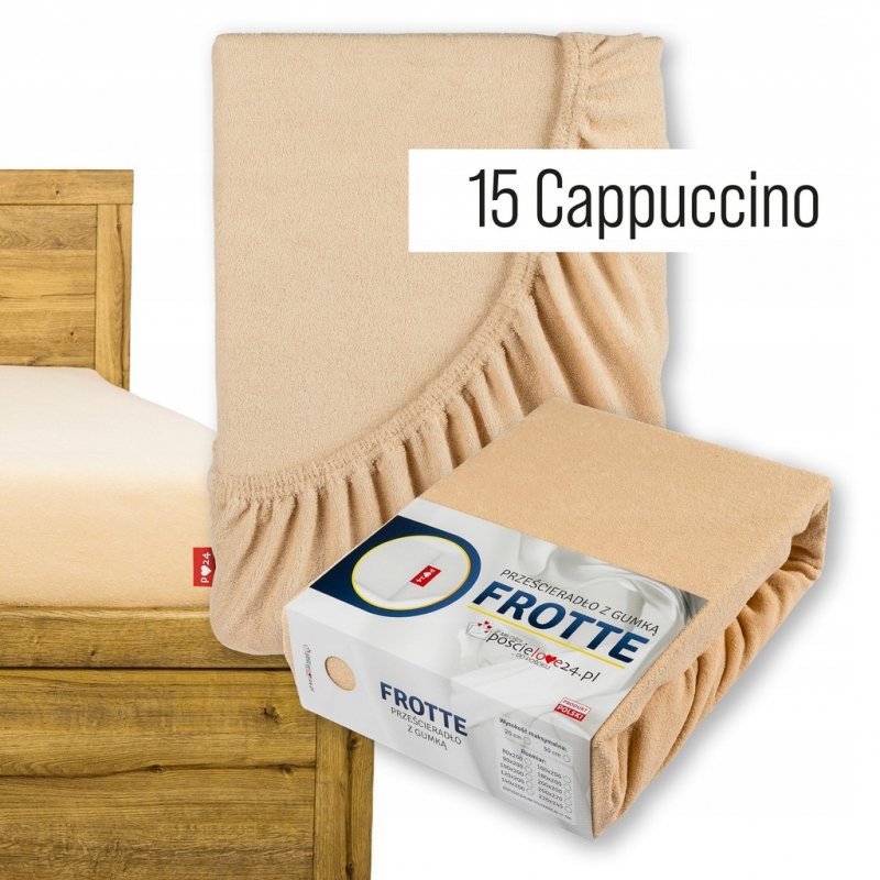 Prześcieradło Frotte z Gumką 220X240 Gruba Bawełna Bok 30 cm cappuccino