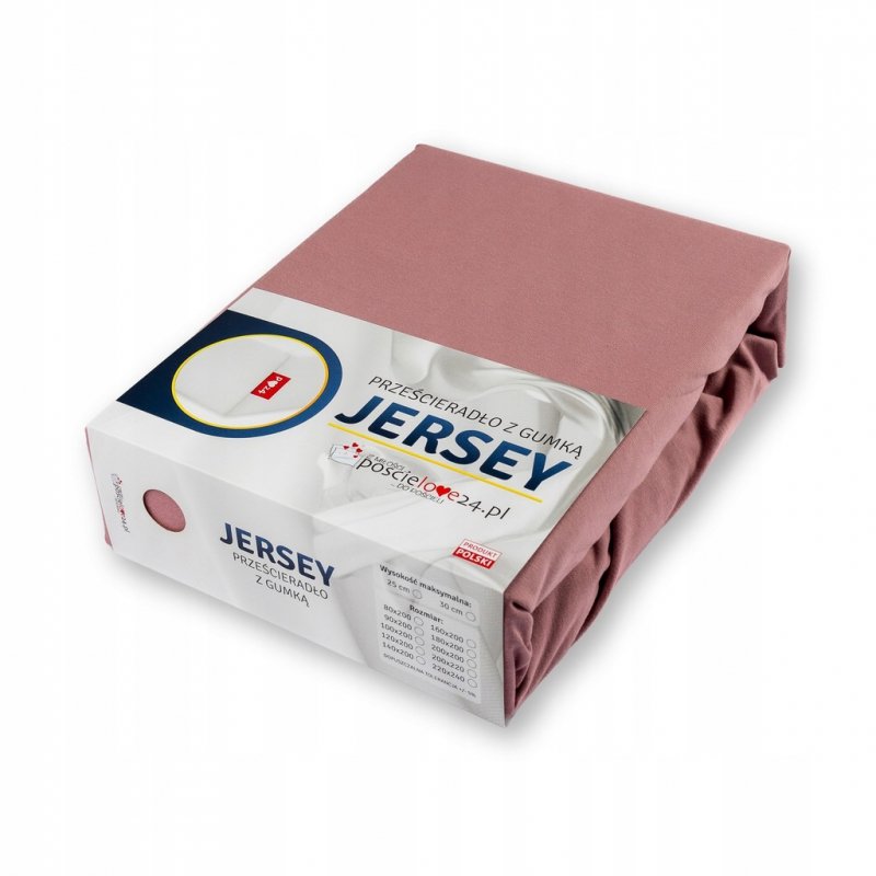 Prześcieradło Jersey z Gumką 160x200 Gruba Bawełna Bok 30 cm paryski róż