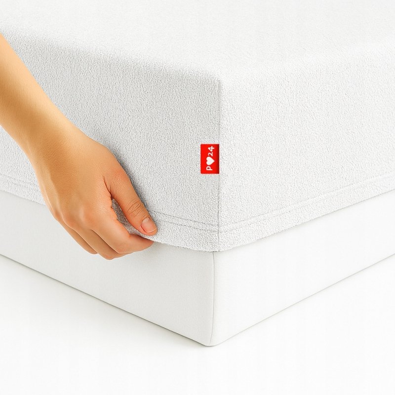 Prześcieradło Frotte z Gumką 120x200 Gruba Bawełna 200g Bok 30 cm biały