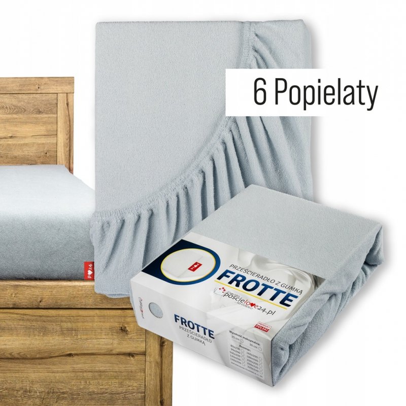 Prześcieradło Frotte z Gumką 200X220 Gruba Bawełna 200g Bok 30 cm popielaty