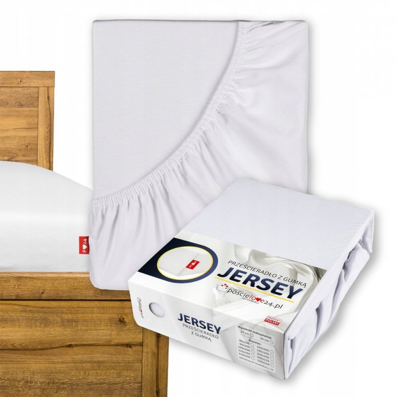 Prześcieradło Jersey z Gumką 160x200 Gruba Bawełna Czesana Bok 30 cm biały