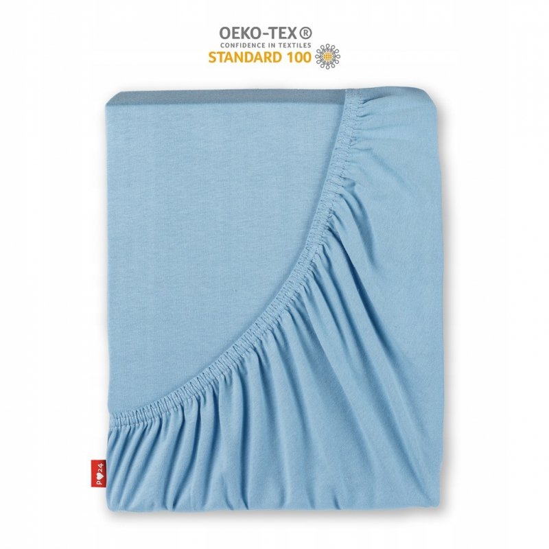 Prześcieradło Jersey z Gumką 120x200 Gruba Bawełna Bok 30 cm błękitny