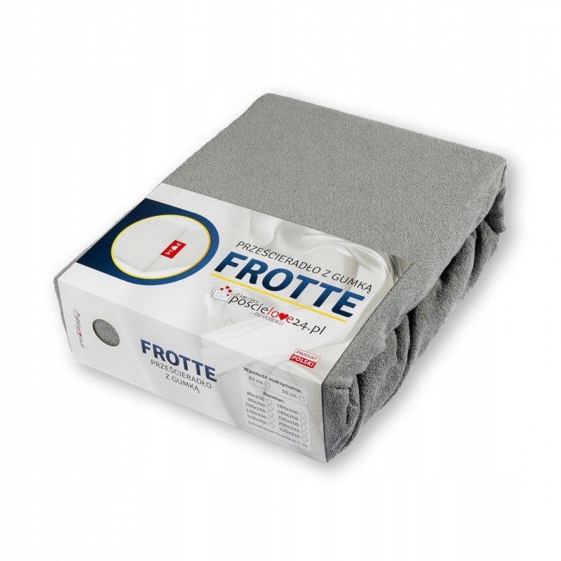 Prześcieradło Frotte z Gumką 100x200 Gruba Bawełna 200g Bok 30 cm stalowy