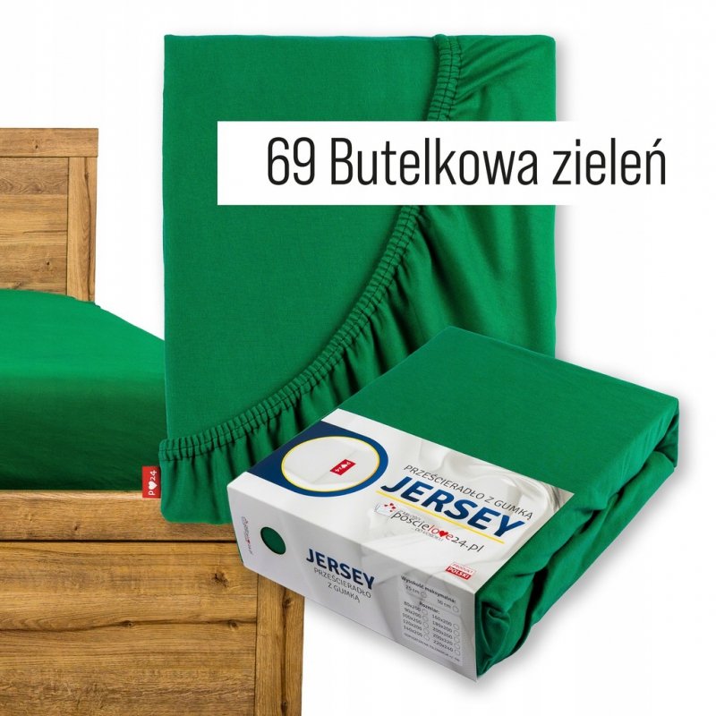 Prześcieradło Jersey z Gumką 160x200 Bawełna Bok 30 cm butelkowa zieleń
