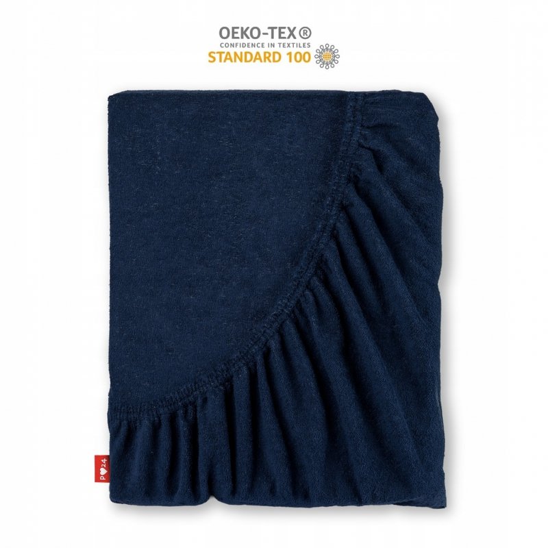 Prześcieradło Frotte z Gumką 200X220 Gruba Bawełna 200g Bok 30 cm granatowy
