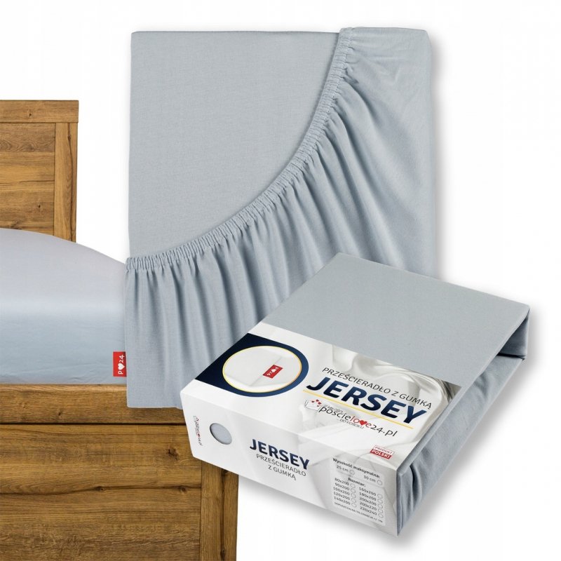 Prześcieradło Jersey z Gumką 100x200 Gruba Bawełna Bok 30 cm popielaty