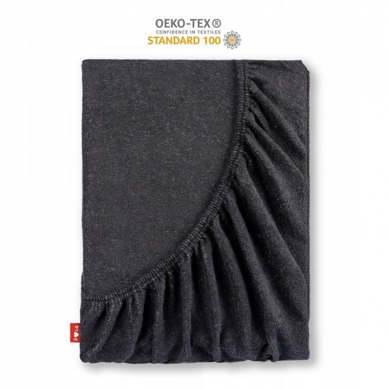 Prześcieradło Frotte z Gumką 200X220 Gruba Bawełna 200g Bok 30 cm czarny