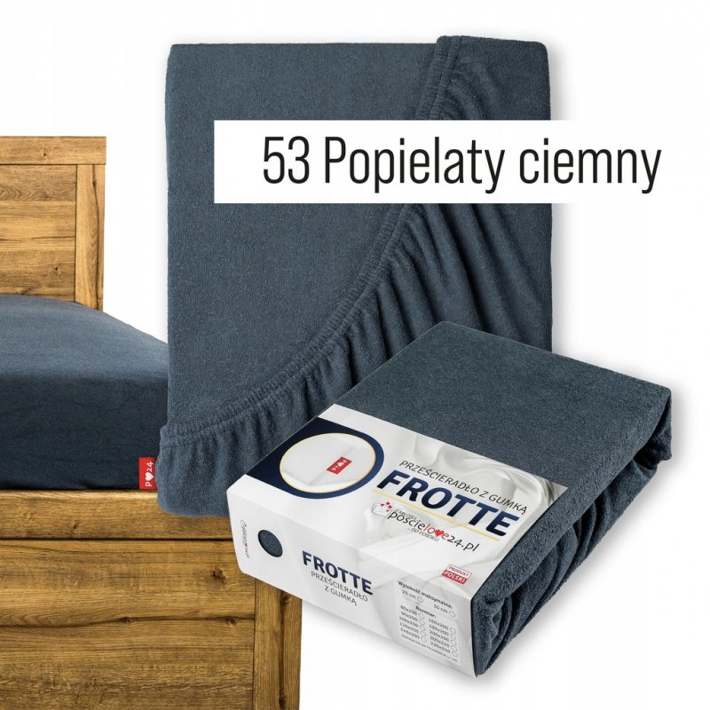 Prześcieradło Frotte z Gumką 80x200 Gruba Bawełna Bok 30 cm popiel ciemny