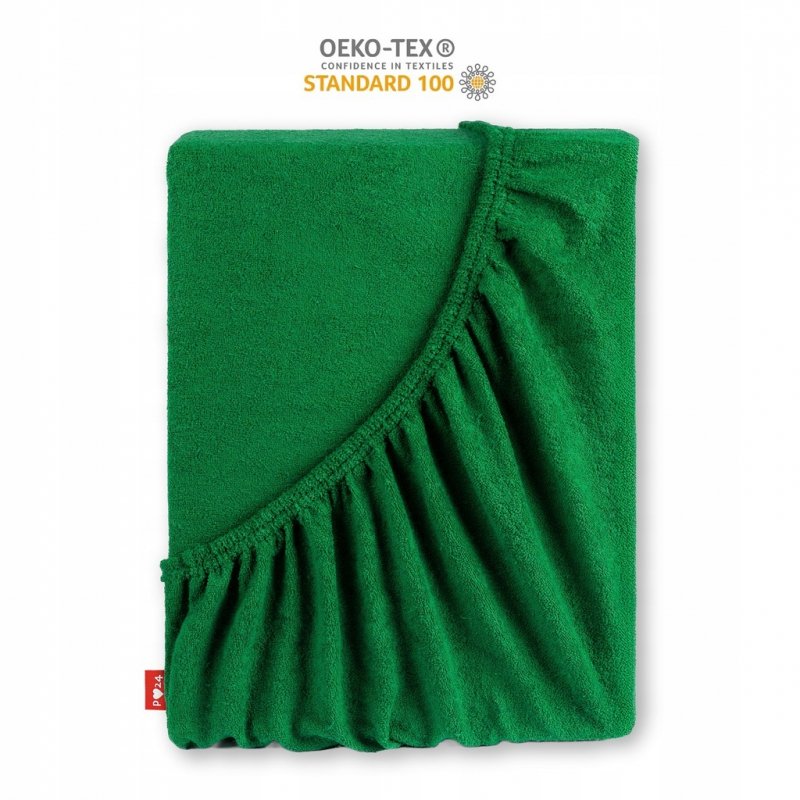 Prześcieradło Frotte z Gumką 200X200 Gruba Bawełna Bok 30 butelkowa zieleń