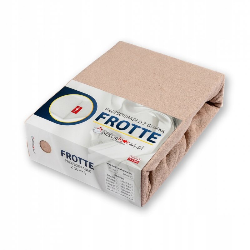 Prześcieradło Frotte z Gumką 140X200 Gruba Bawełna 200g Bok 30 cm cafe