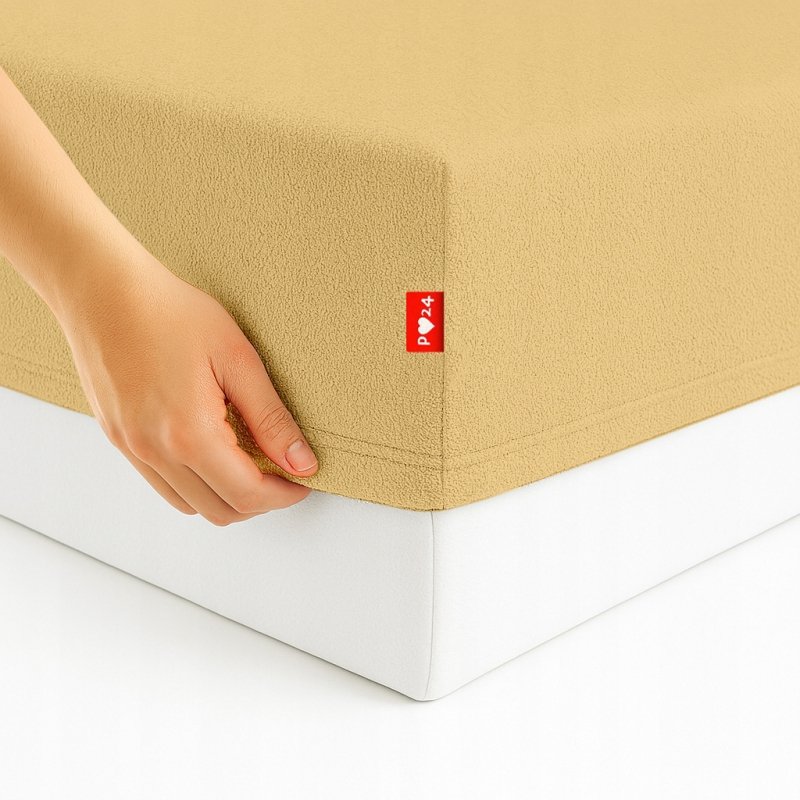 Prześcieradło Frotte z Gumką 80x200 Gruba Bawełna 200g Bok 30 cm beżowy
