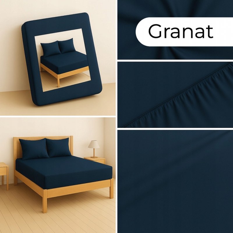 PRZEŚCIERADŁO Z GUMKĄ 80x200 GRANAT MATERAC ZAKŁADKA DO 25 CM
