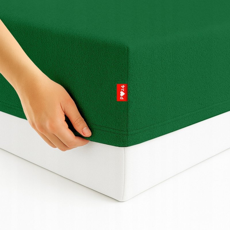Prześcieradło Frotte z Gumką 120X200 Gruba Bawełna Bok 30 butelkowa zieleń