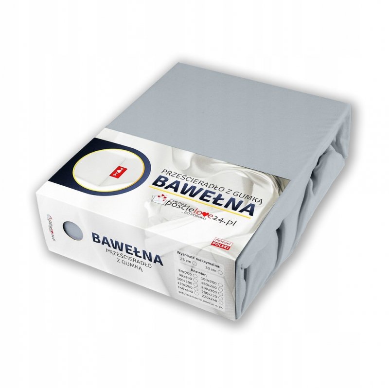Prześcieradło 160x200 z Gumką GRUBA Bawełna Premium Bok 30 cm Popielaty