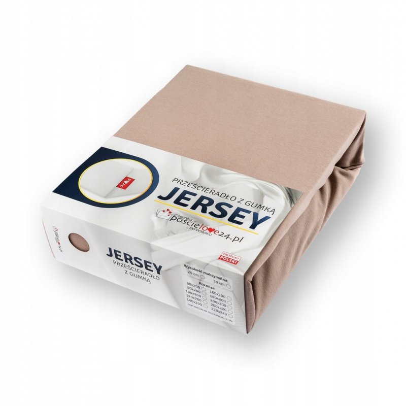 Prześcieradło Jersey z Gumką 160x200 Gruba Bawełna Czesana Bok 30 cm cafe