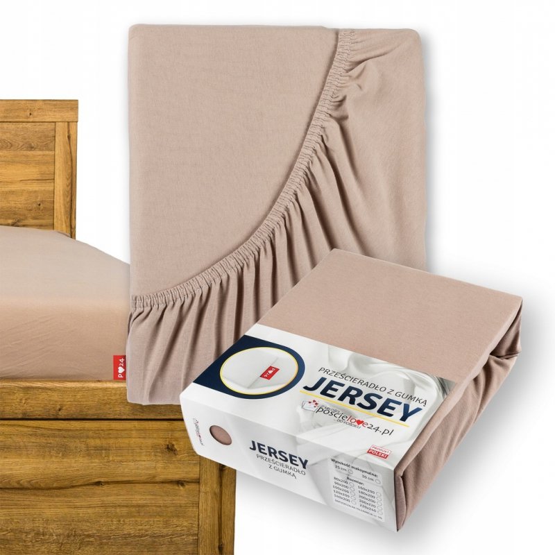 Prześcieradło Jersey z Gumką 80x200 Gruba Bawełna Czesana Bok 30 cm cafe