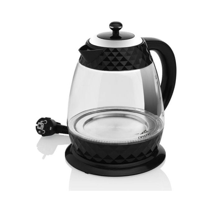 Czajnik elektryczny Szklany Eta Crystal 1,7L 2200W czarny Obrotowa podstawa