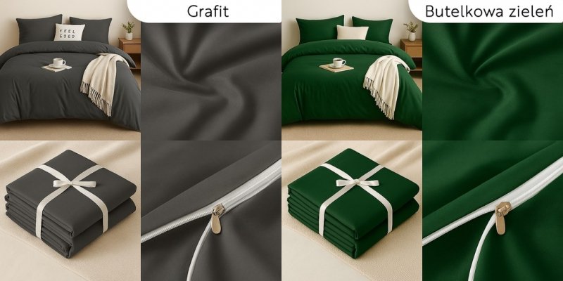 POŚCIEL JEDNOKOLOROWA 200x220 + 2x 70x80 | ZAMEK | MIKROFIBRA 12 Kolorów (WYBIERZ)