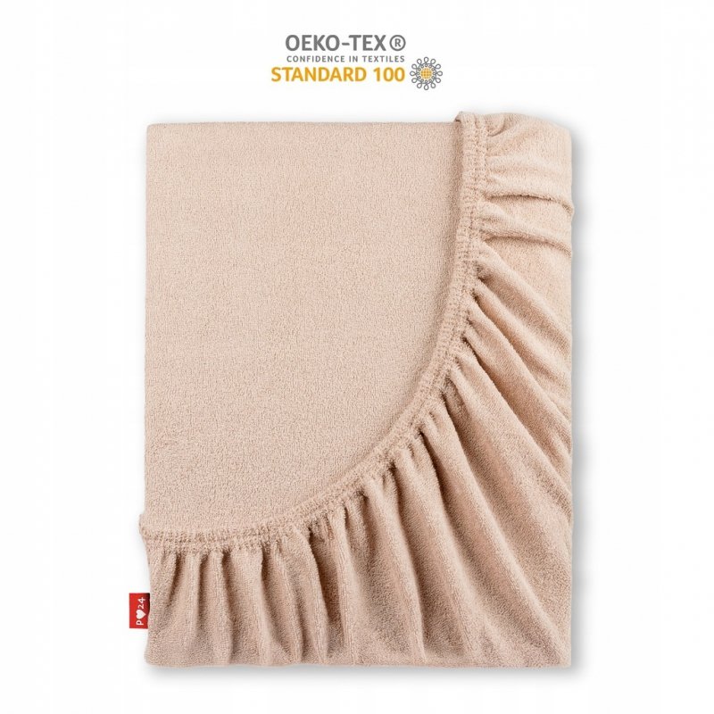 Prześcieradło Frotte z Gumką 160X200 Gruba Bawełna 200g Bok 30 cm cafe