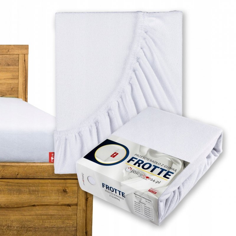 Prześcieradło Frotte z Gumką 120x200 Gruba Bawełna 200g Bok 30 cm biały