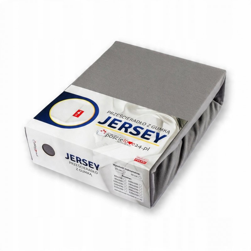 Prześcieradło Jersey z Gumką 90x200 Gruba Bawełna Czesana Bok 30 cm stalowy